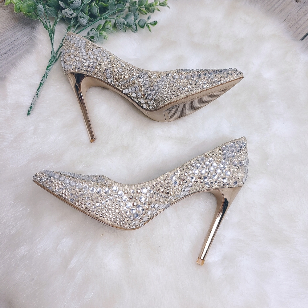 Gianni Bini Bridal Mairah Jewel Rhinestone Embellished d'Orsay Pumps Heels - Picture 4 of 9